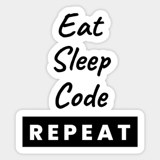 Eat Sleep Code Repeat Text Sticker